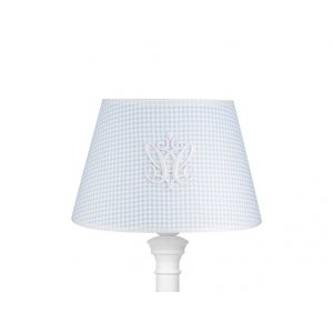 Lampshade azure houndstooth with emblem for table lamp