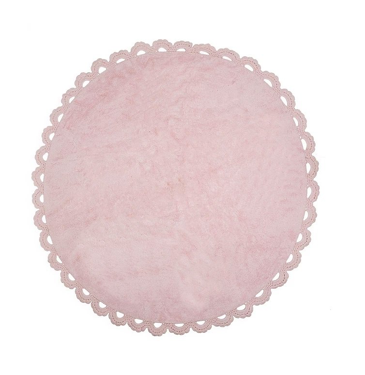 Round Pink Rug With Crochet Rugs, Pink Round Rug