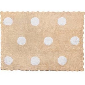 Beige cookie rug with big white spots