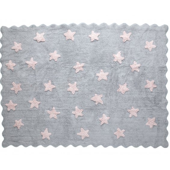 grey rug with pink stars
