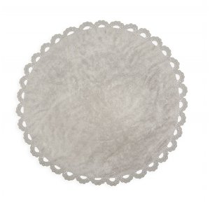 Round grey rug with crochet