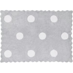 Light grey cookie rug with big white spots