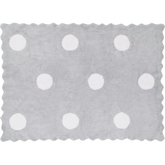 grey rug with white spots