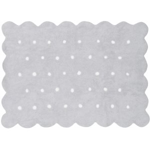Grey cookie rug with white dots