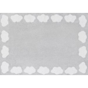 Light grey rug with white clouds