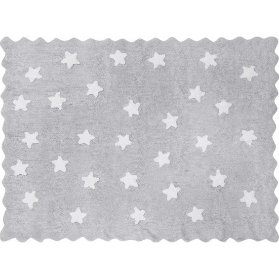 grey rug with white stars