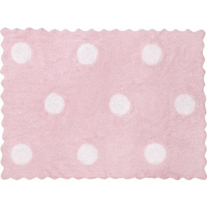 Baby pink cookie rug with big white spots