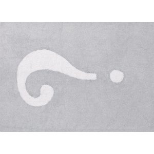 Light grey rug with question mark