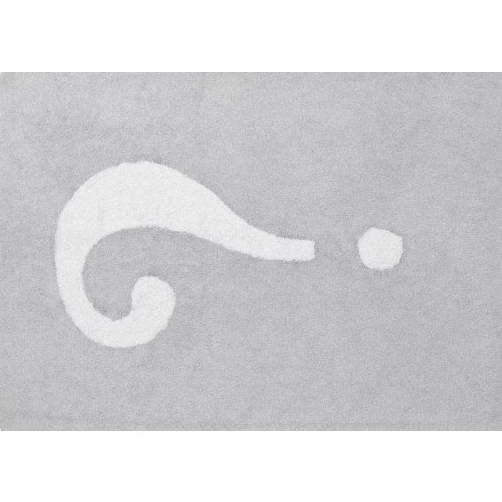 grey rug with question mark