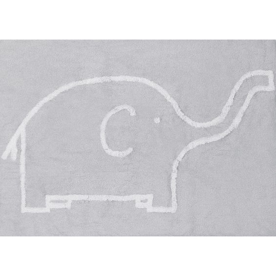 grey rug with elephant
