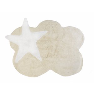 Beige cloud rug with white star