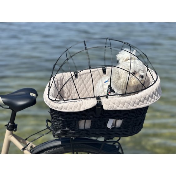 Graphite bicycle rack basket with cover-bag beige