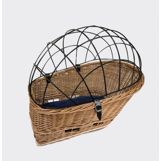 Natural bicycle rack basket with cushion indigo