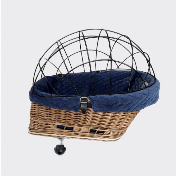 Natural bicycle rack basket with cover indigo