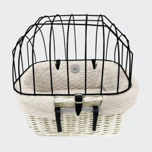 Vanilla bicycle handlebar basket with cover-beige