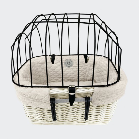 Vanilla bicycle handlebar basket with cover beige