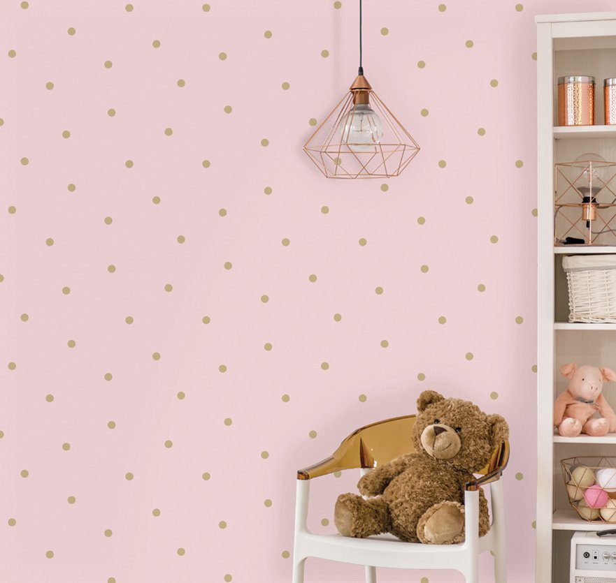 Pink wallpaper with golden dots - Walls - Shop on-line - Caramella