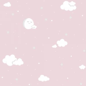Wallpaper with clouds and pink moons