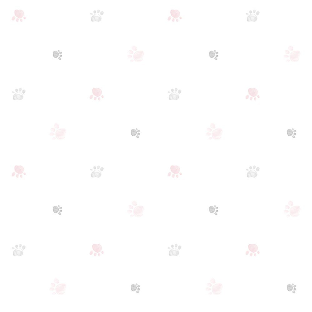 Gray and pink dog paw wallpaper - Walls - Shop on-line - Caramella