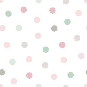 Wallpaper with powder, gray and mint polka dots