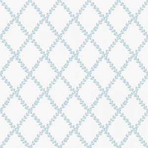 Wallpaper with blue floral rhombuses
