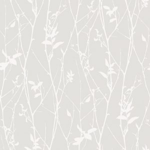 Gray wallpaper with white twigs