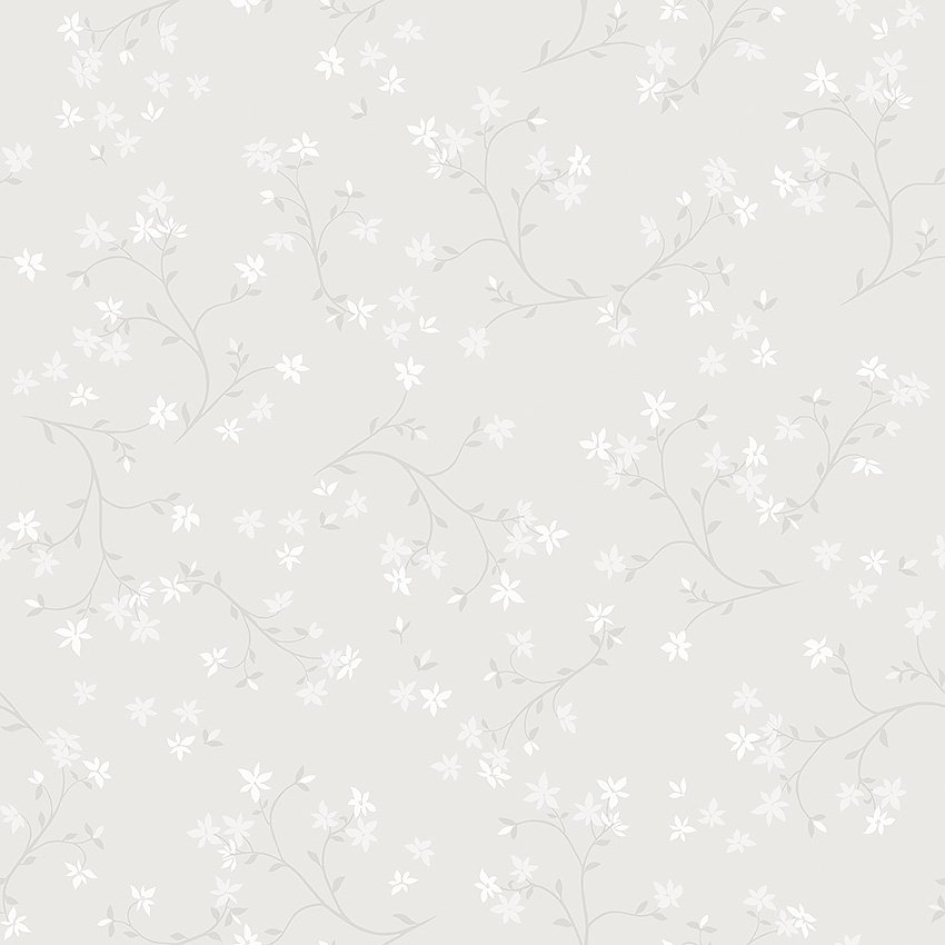 Wallpaper with white flowers on a gray background Walls Shop on