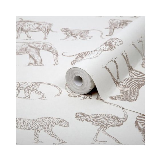 Wallpaper with golden animals on a cream background - Walls - Shop on-line  - Caramella