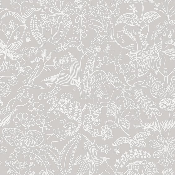 Gray-wallpaper-with-white-floral-patterns