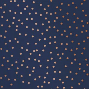 Wallpaper with golden polka dots on navy blue background