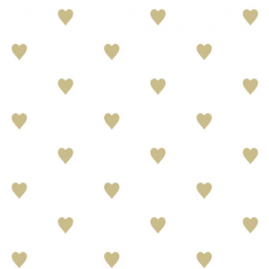 White wallpaper with little golden hearts