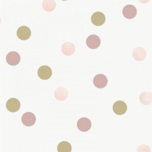 Wallpaper with powder, beige and golden polka dots
