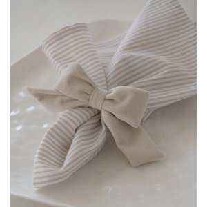 set of 4 beige napkin and bands