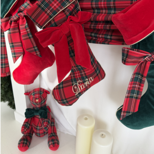 Christmas teddy bear in plaid
