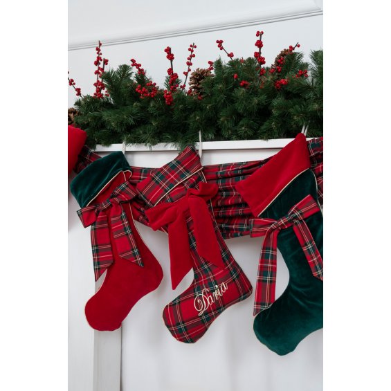 Personalized red plaid Christmas stocking
