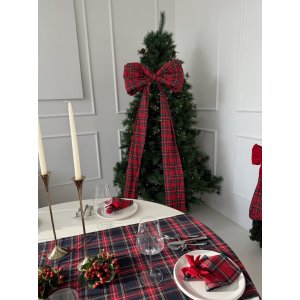 Giant bow in red check 190 / 200 cm