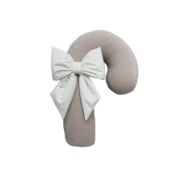 Beige Christmas cane with a bow