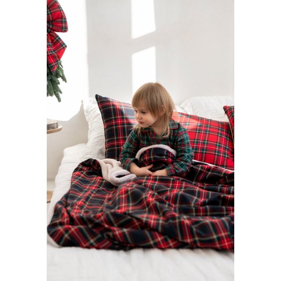 Plush blanket in navy plaid