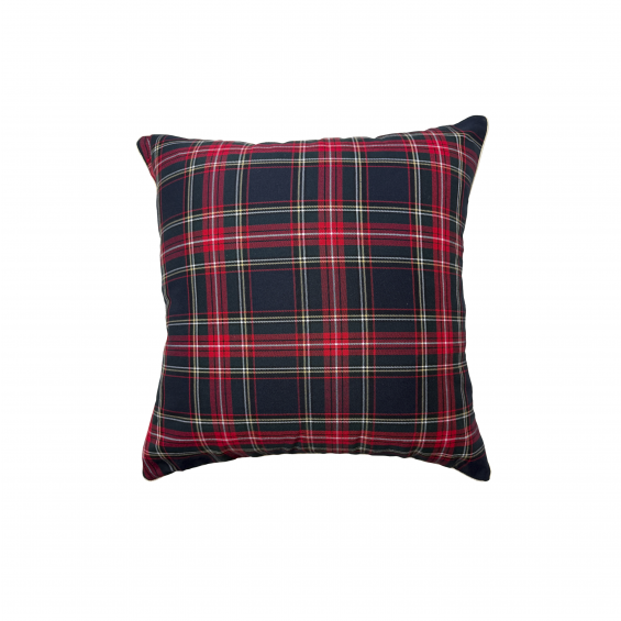 Navy blue pillow in Scottish tartan