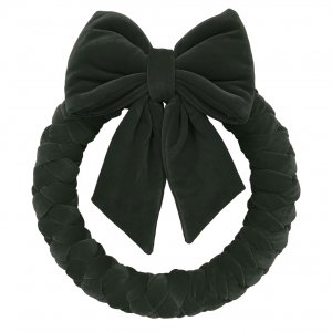 Decorative braided green wreath with bow
