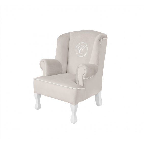 Beige mini armchair with emblem