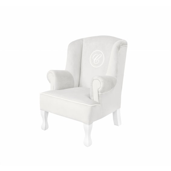 Ivory mini armchair with emblem