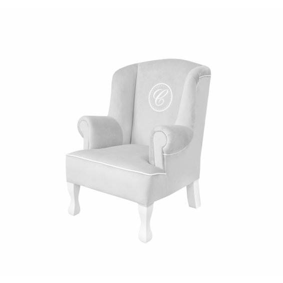 Grey mini armchair with emblem
