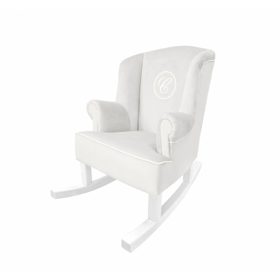 Ivory mini rocking armchair with emblem