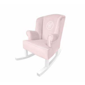 Baby pink mini rocking armchair with emblem