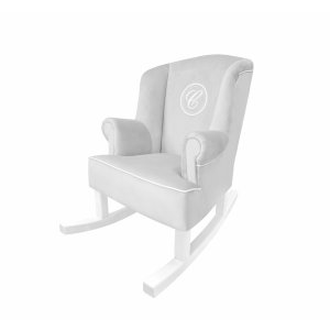 Grey mini rocking armchair with emblem