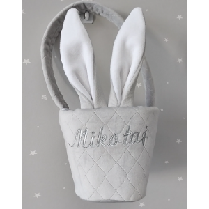 Personalised Easter basket grey quilted