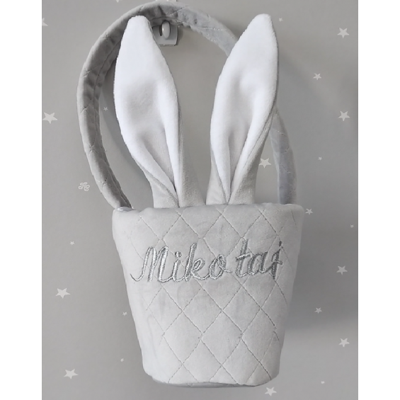 Personalised Easter basket grey quilted
