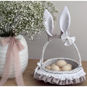 Wicker basket with ears and bow