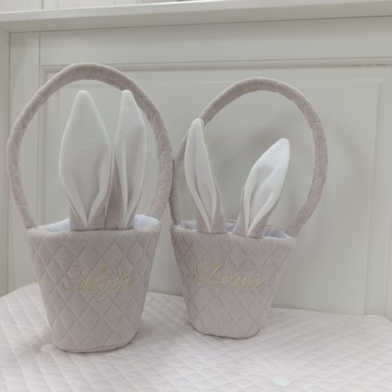 Personalised Easter basket beige quilted